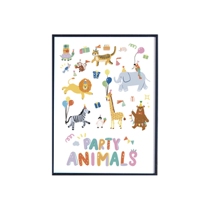 [체리앤해리] 생일 파티 동물 포스터 액자 포함 아이방 꾸미기